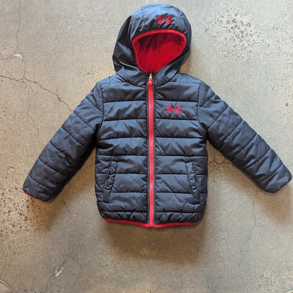 Under Armour Kids' Black and Red Puffer Jacket